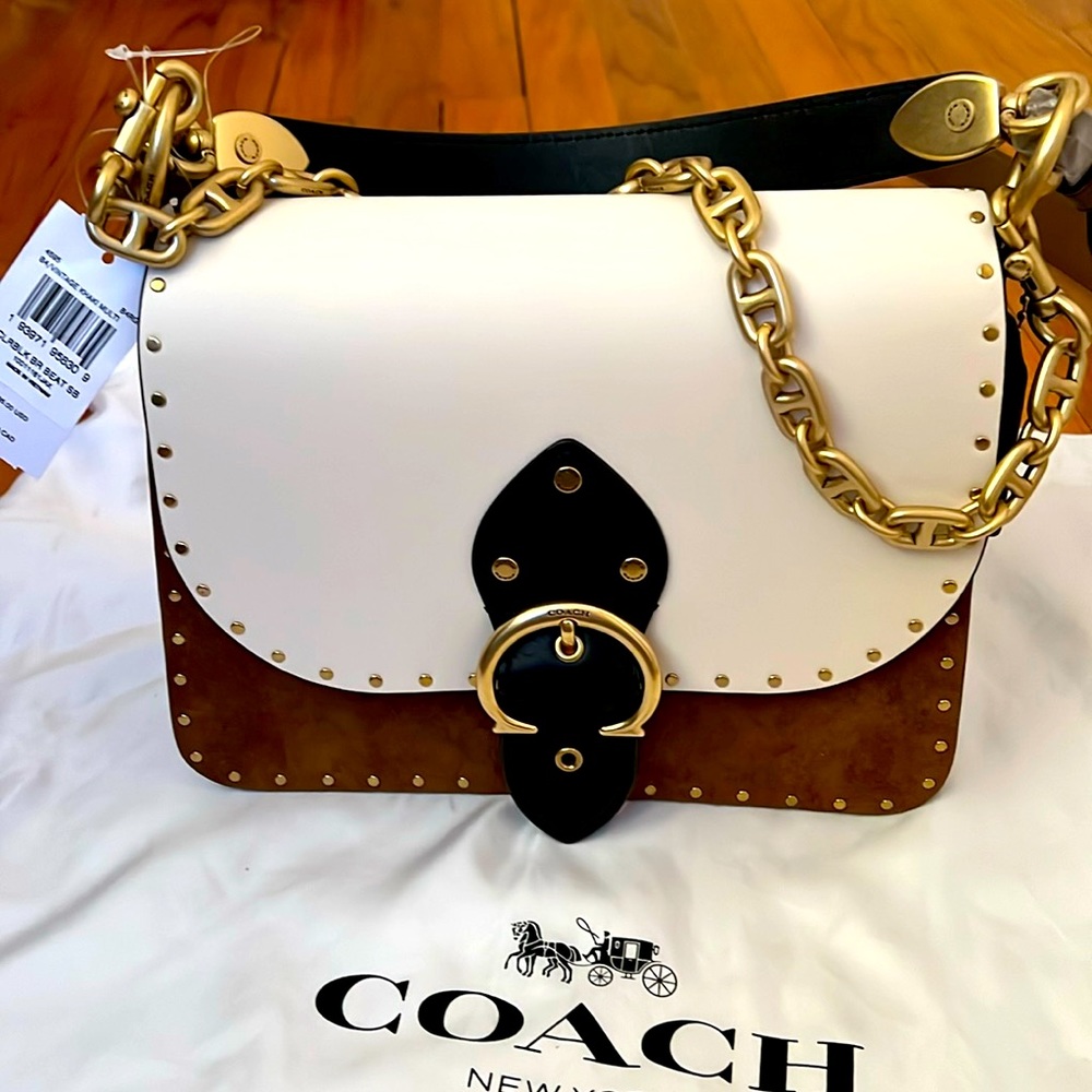COACH color block brown beat handbag